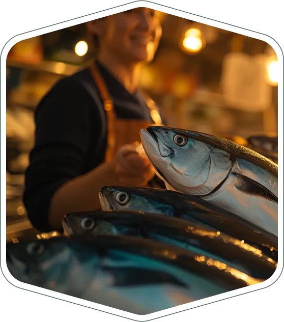 Whole fish at service counter