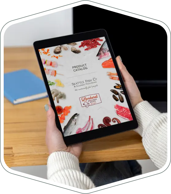 Tablet mostrando catálogo de productos