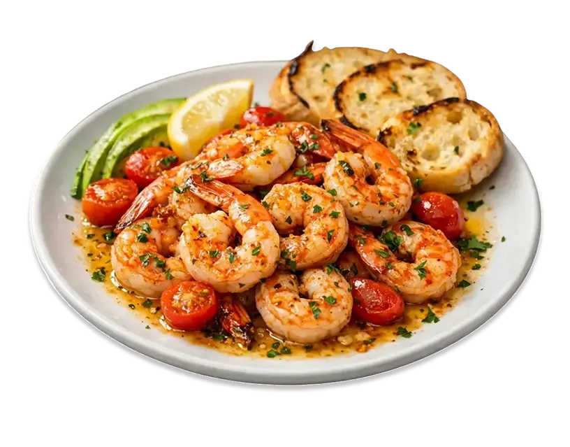 Plato de camarones salteados